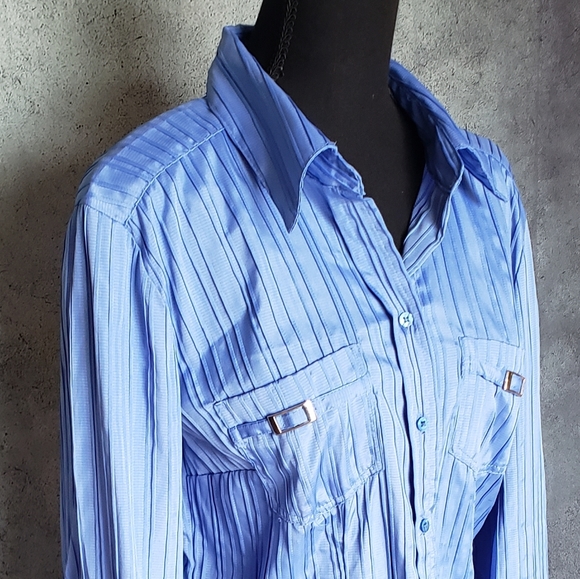 Clichy Womens Blue Top Size L - Picture 2 of 11